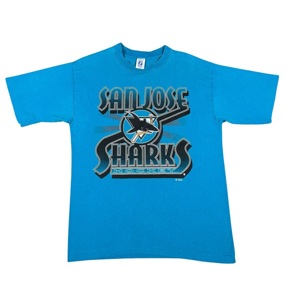 Vintage San Jose Sharks 80s NHL Hockey California Logo 7 Shirt Size Large